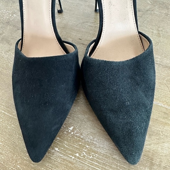 J Crew Elsie D'Orsay Suede Black High Heels Size 8 - Picture 4 of 13